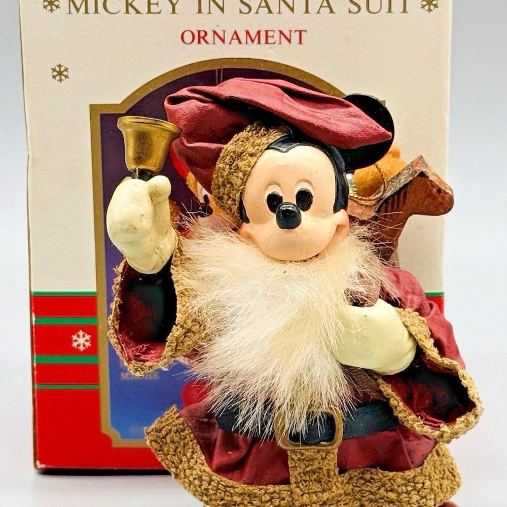 Santas World Kurt Adler‎ Fabric Mickey Mouse Santa Figure Walt Disney 6 inch